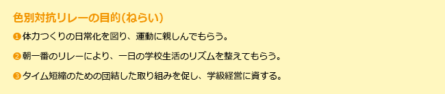 色別対抗リレーの目的